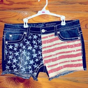 NWOT denim shorts w/ sparkly red/white/blue detailing